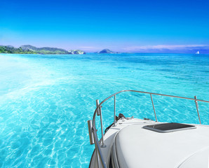 View of tropical sea from yacht