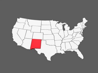 Fototapeta premium Three-dimensional map of New Mexico. USA.