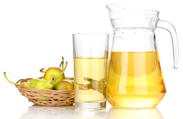 duchess drink with pears in basket isolated on white.