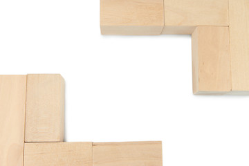 Wooden toy blocks isolated on white