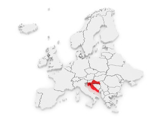 Map of Europe and Croatia.