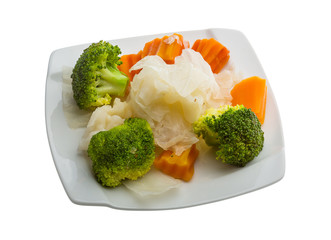 Boiled cabbage and broccoli