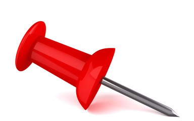 Red push pin isolated,