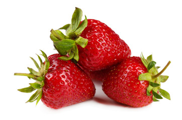 Red ripe strawberries, isolated on white