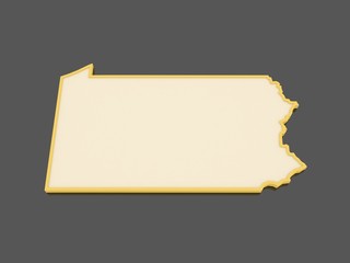 Three-dimensional map of Pennsylvania. USA.