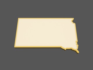 Three-dimensional map of South Dakota. USA.