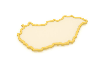 Three-dimensional map of Hungary.