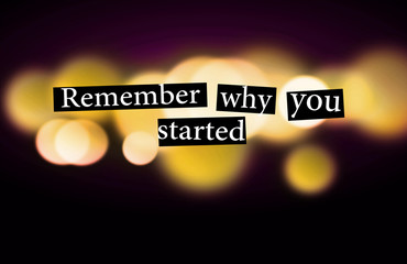 Grunge quote in anonymous letter style over the blurred lights