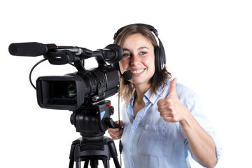 young woman with a video camera