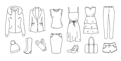 Fashion and clothes vector set