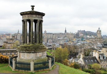 Fototapeta na wymiar Calton Hill Dugald Stewart Monument, Edinburgh, Scotland, UK