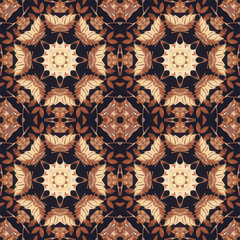 Seamless floral ornament, bark on fabric