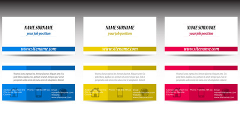 Set of three modern business cards on abstract background