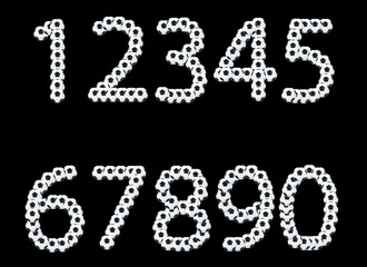 Number ball is one to zero on black  background.