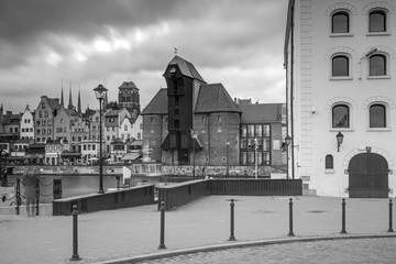 Fototapeta premium The medieval port crane over Motlawa river in Gdansk, Poland