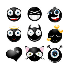 Collection of funny emoticons isolated on white background