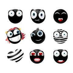 Collection of funny emoticons isolated on white background