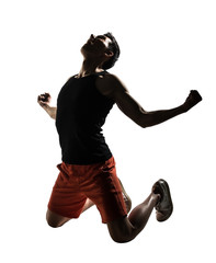 young athletic man kneeling