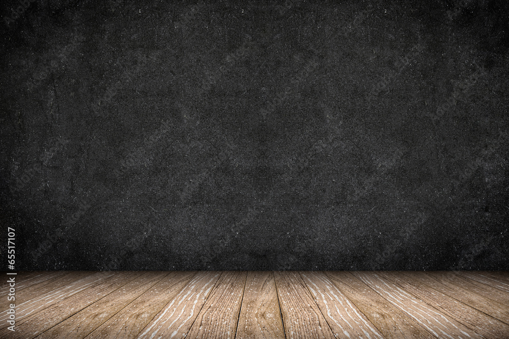 Wall mural room perspective ,blackboard wall and wooden floor