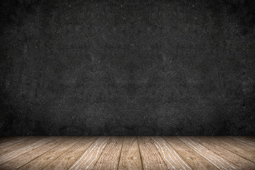 room perspective ,blackboard wall and wooden floor