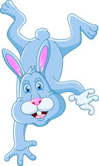 Cute rabbit cartoon standing on his hand