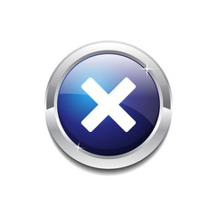Obraz premium Cross Circular Blue Vector Web Button Icon