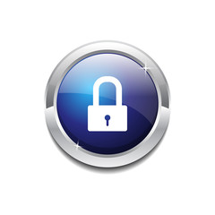 Protected Circular Blue Vector Web Button Icon