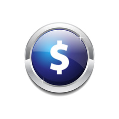Dollar Currency Sign Circular Blue Vector Web Button Icon