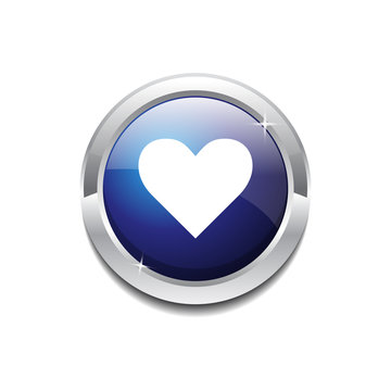 Heart Circular Blue Vector Web Button Icon