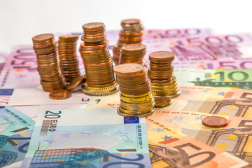 Money euro coins and banknotes