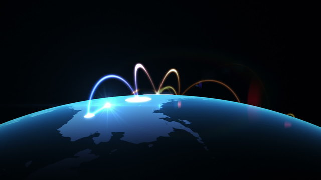 Growing network across the world. beautiful 3d animation, loop