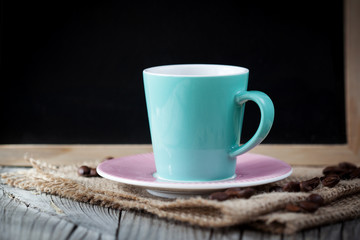 Cup of espresso on a wooden table