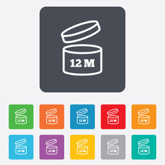 After opening use 12 months sign icon.