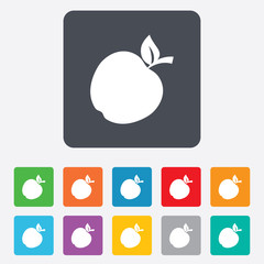 Apple sign icon. Fruit with leaf symbol.