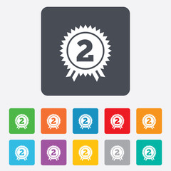 Second place award sign icon. Prize for winner.