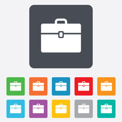 Case sign icon. Briefcase button.