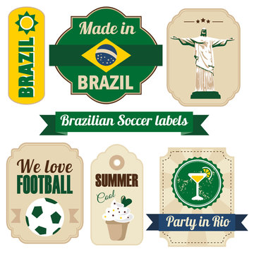 Retro set of various Brazilian labels and tags, vector