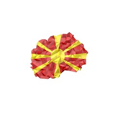 Low Poly Macedonia Map with National Flag