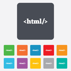 HTML sign icon. Markup language symbol.