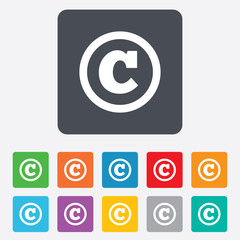 Copyright sign icon. Copyright button.