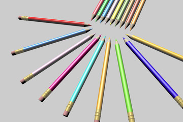 Fototapeta premium Collection of pens on grey background