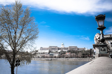 Beautiful view of historic Royal Palace in Budapest