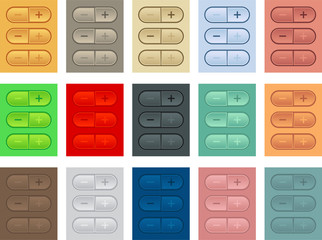 Digital plus and minus buttons vector pack
