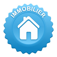 immobilier sur bouton web denté bleu