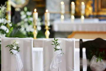 Church decoration before wedding ceremony
