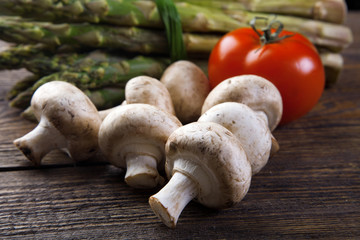 Fresh vegetables on a wooden table