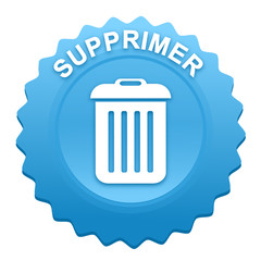 supprimer sur bouton web denté bleu