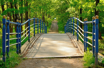 Wooden bridge blue