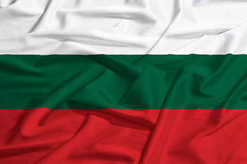 Bulgaria flag on a silk drape waving