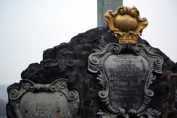 View on sculptures of the Charles bridge - Prague Czech Republic